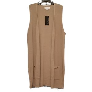 New Kim Rogers Tan Sweater Vest sz Small